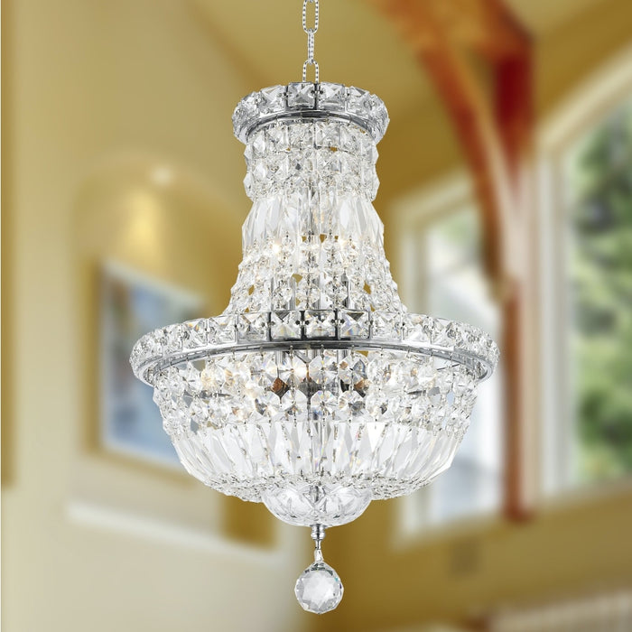 Empire Polished Chrome Clear Crystal 6 Light Chandelier - Chandeliers