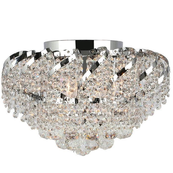 Empire Polished Chrome Clear Crystal 6 Light Flushmount - Flushmounts