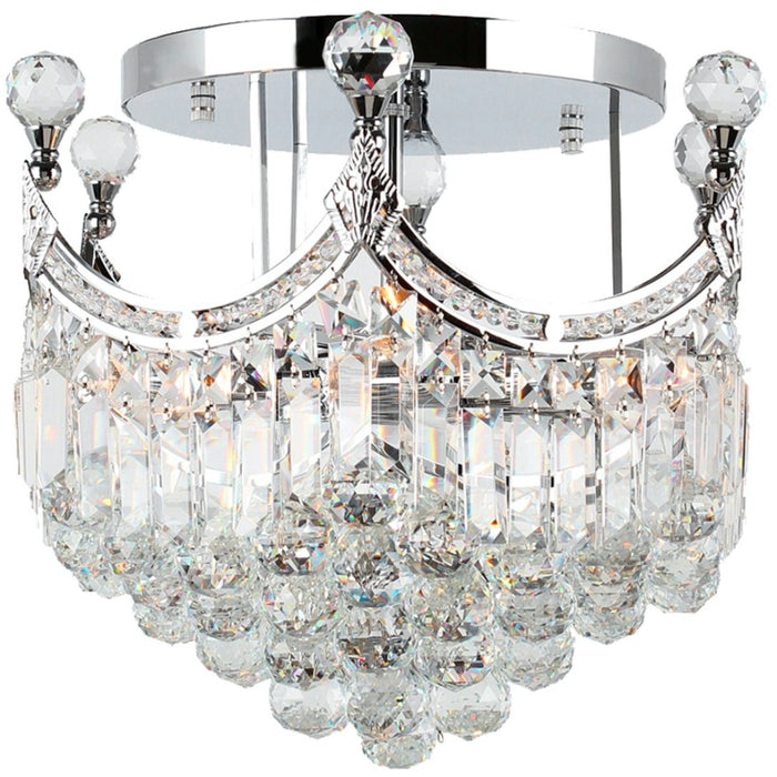 Empire Polished Chrome Clear Crystal 6 Light Flushmount - Flushmounts
