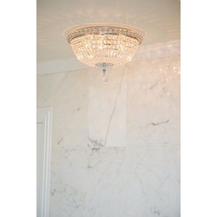 Empire Polished Chrome Clear Crystal 6 Light Flushmount - Flushmounts