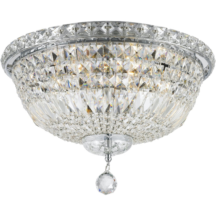 Empire Polished Chrome Clear Crystal 6 Light Flushmount - Flushmounts