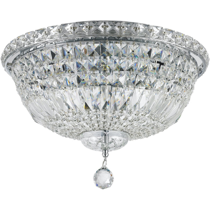 Empire Polished Chrome Clear Crystal 6 Light Flushmount - Flushmounts