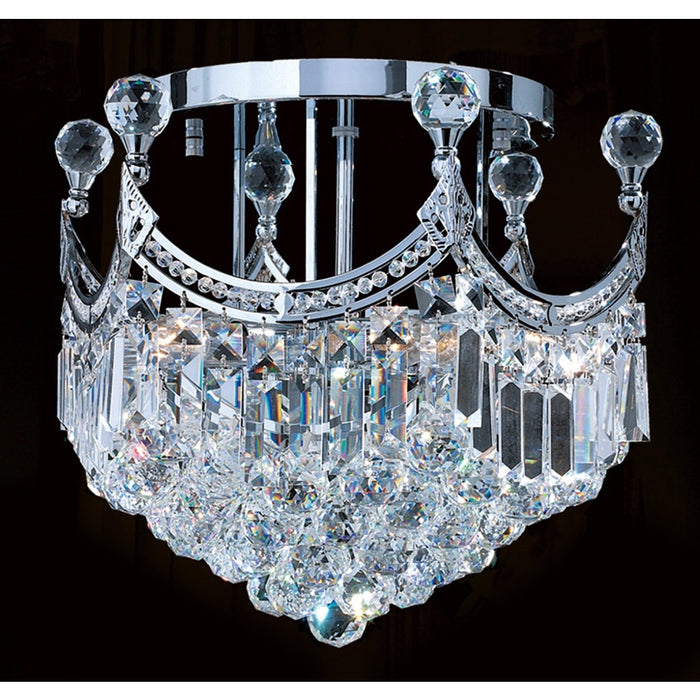 Empire Polished Chrome Clear Crystal 6 Light Flushmount - Flushmounts