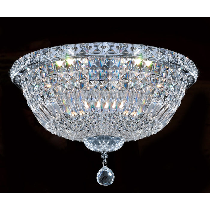 Empire Polished Chrome Clear Crystal 6 Light Flushmount - Flushmounts