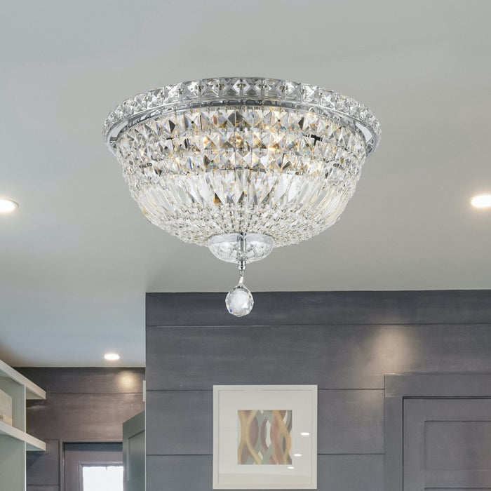 Empire Polished Chrome Clear Crystal 6 Light Flushmount - Flushmounts