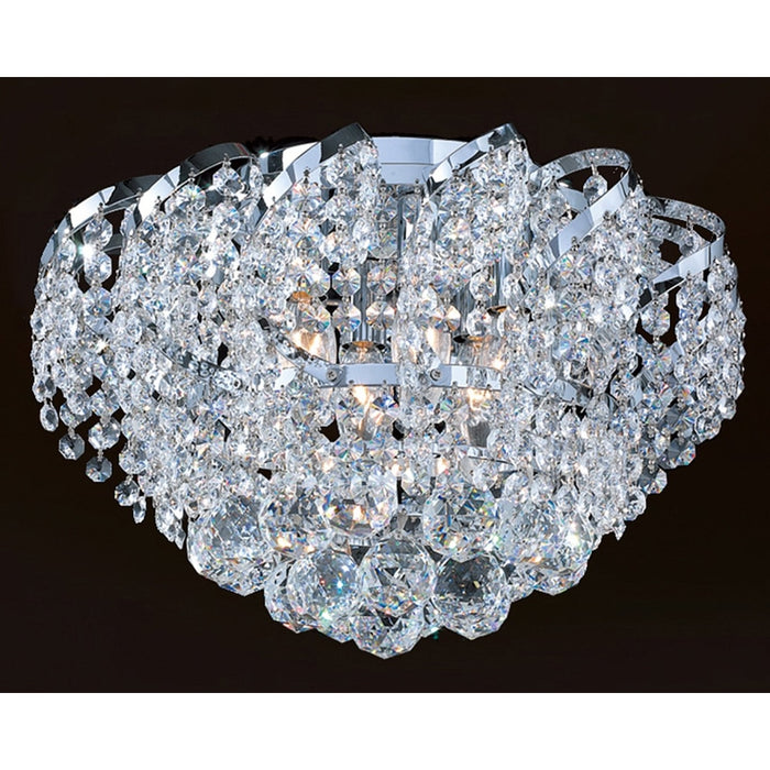 Empire Polished Chrome Clear Crystal 6 Light Flushmount - Flushmounts