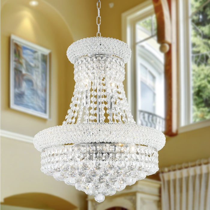Empire Polished Chrome Clear Crystal 8 Light Chandelier - Chandeliers