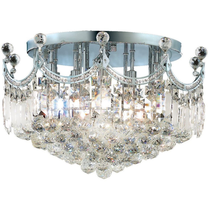 Empire Polished Chrome Clear Crystal 9 Light Flushmount - Flushmounts
