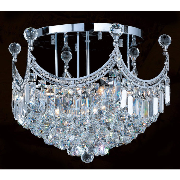 Empire Polished Chrome Clear Crystal 9 Light Flushmount - Flushmounts