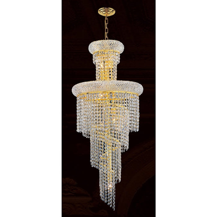Empire Polished Gold Clear Crystal 10 Light Chandelier - Chandeliers