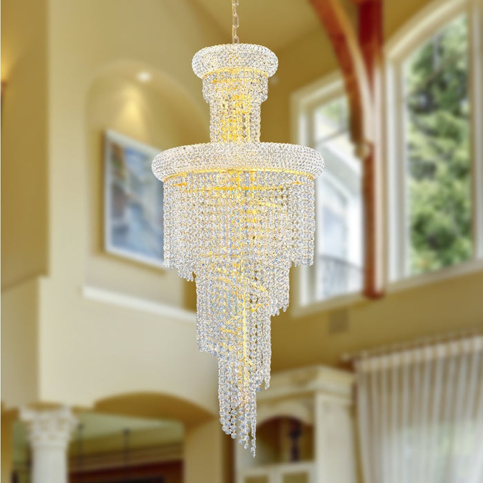 Empire Polished Gold Clear Crystal 10 Light Chandelier - Chandeliers