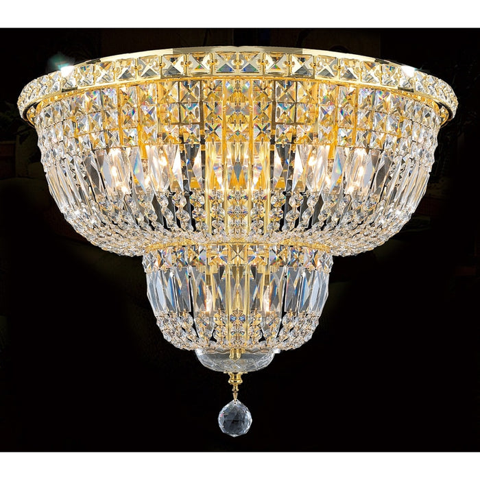 Empire Polished Gold Clear Crystal 10 Light Flushmount - Flushmounts