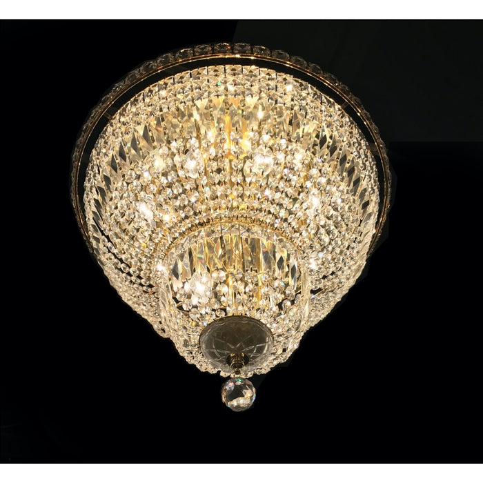 Empire Polished Gold Clear Crystal 10 Light Flushmount - Flushmounts