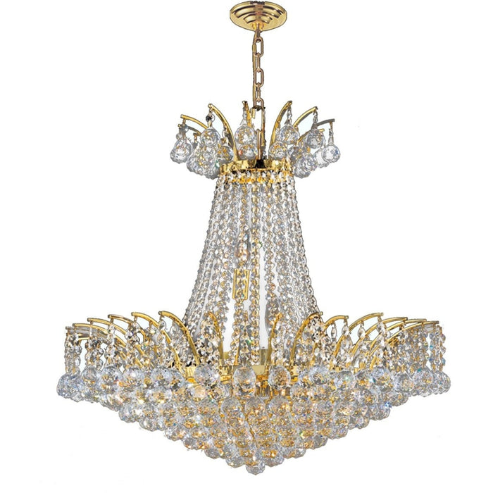 Empire Polished Gold Clear Crystal 11 Light Chandelier - Chandeliers