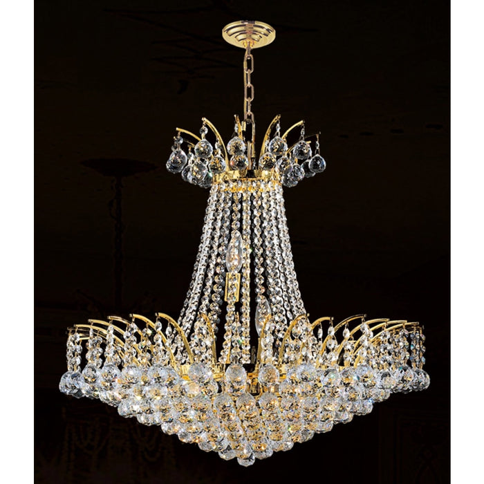 Empire Polished Gold Clear Crystal 11 Light Chandelier - Chandeliers