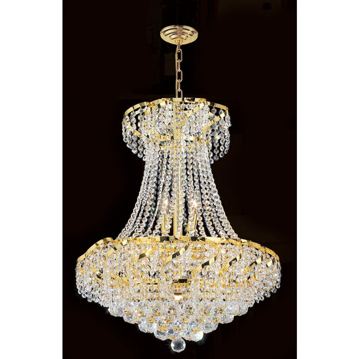 Empire Polished Gold Clear Crystal 11 Light Chandelier - Chandeliers