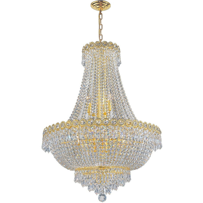 Empire Polished Gold Clear Crystal 12 Light Chandelier - Chandeliers