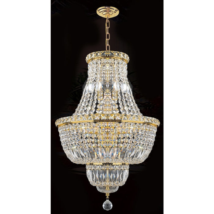 Empire Polished Gold Clear Crystal 12 Light Chandelier - Chandeliers