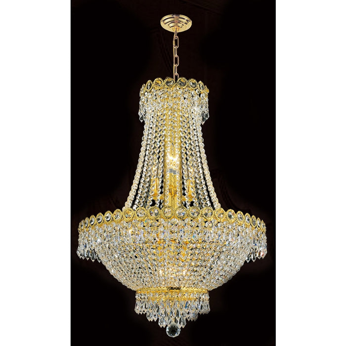 Empire Polished Gold Clear Crystal 12 Light Chandelier - Chandeliers