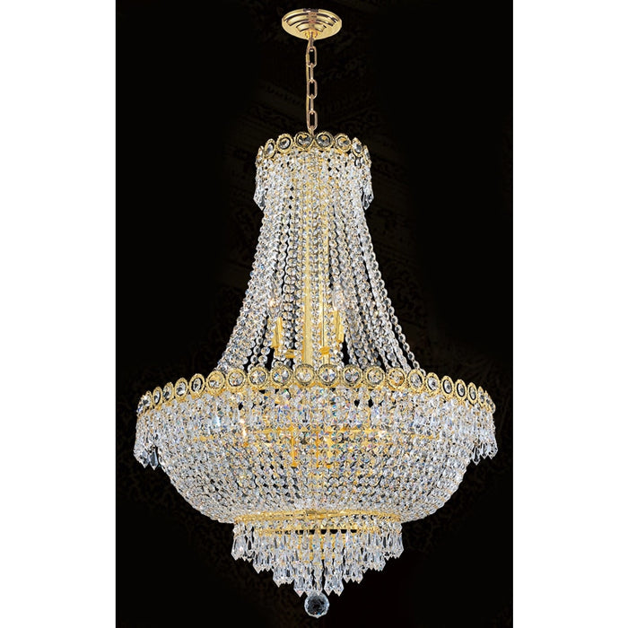Empire Polished Gold Clear Crystal 12 Light Chandelier - Chandeliers