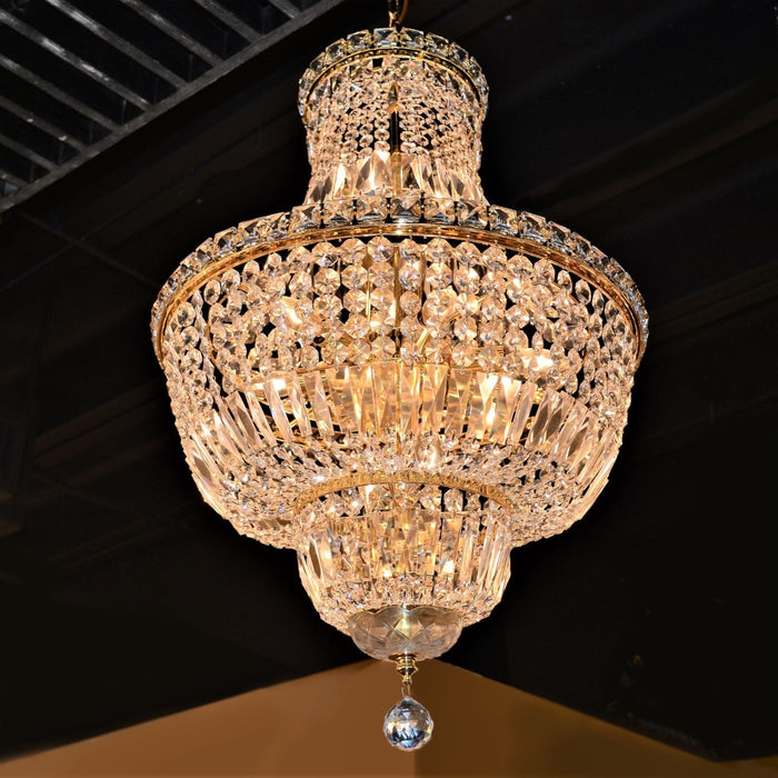 Empire Polished Gold Clear Crystal 12 Light Chandelier - Chandeliers