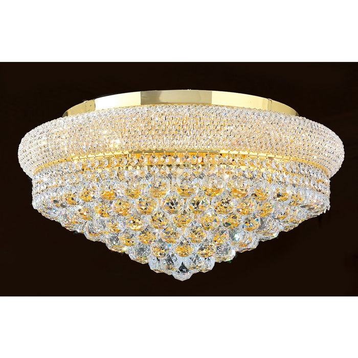 Empire Polished Gold Clear Crystal 12 Light Flushmount - Flushmounts