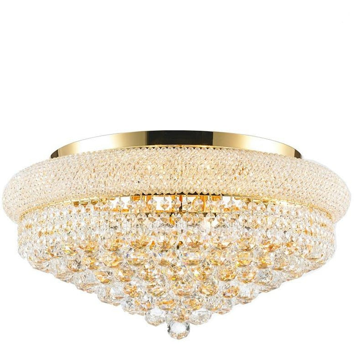 Empire Polished Gold Clear Crystal 12 Light Flushmount - Flushmounts