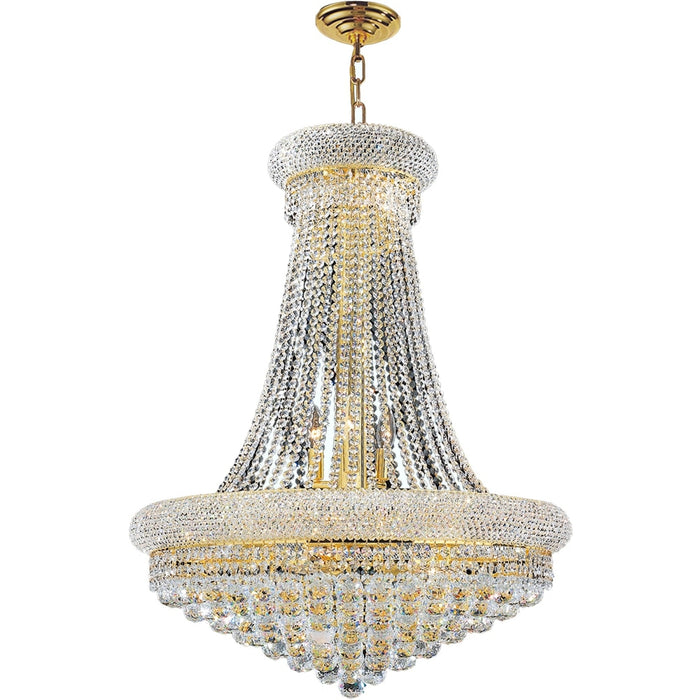Empire Polished Gold Clear Crystal 14 Light Chandelier - Chandeliers