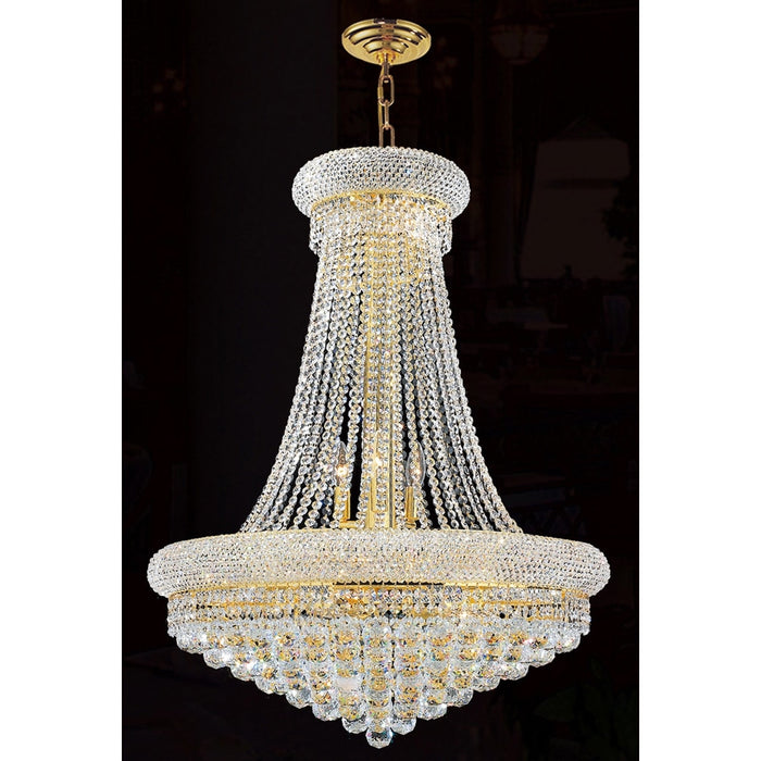 Empire Polished Gold Clear Crystal 14 Light Chandelier - Chandeliers