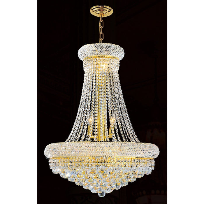 Empire Polished Gold Clear Crystal 14 Light Chandelier - Chandeliers