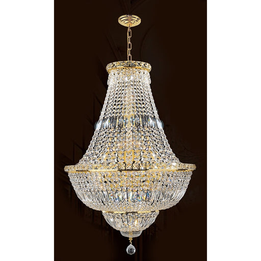 Empire Polished Gold Clear Crystal 15 Light Chandelier - Chandeliers
