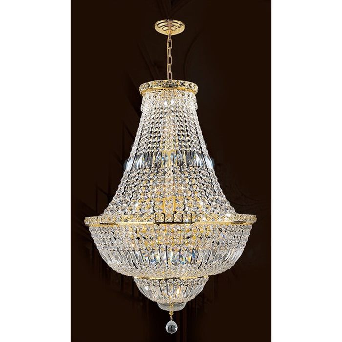 Empire Polished Gold Clear Crystal 15 Light Chandelier - Chandeliers