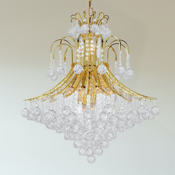 Empire Polished Gold Clear Crystal 15 Light Chandelier - Chandeliers