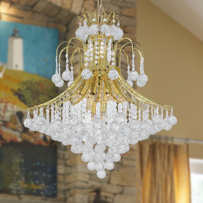 Empire Polished Gold Clear Crystal 15 Light Chandelier - Chandeliers