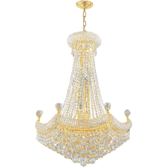 Empire Polished Gold Clear Crystal 15 Light Chandelier - Chandeliers