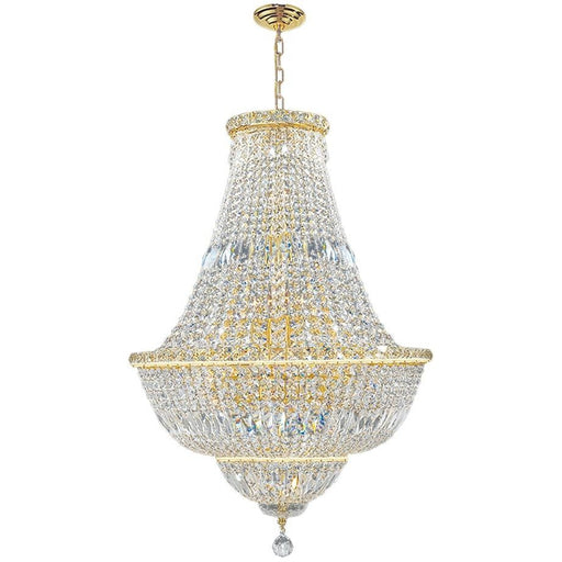 Empire Polished Gold Clear Crystal 15 Light Chandelier - Chandeliers