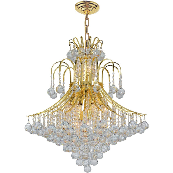 Empire Polished Gold Clear Crystal 15 Light Chandelier - Chandeliers