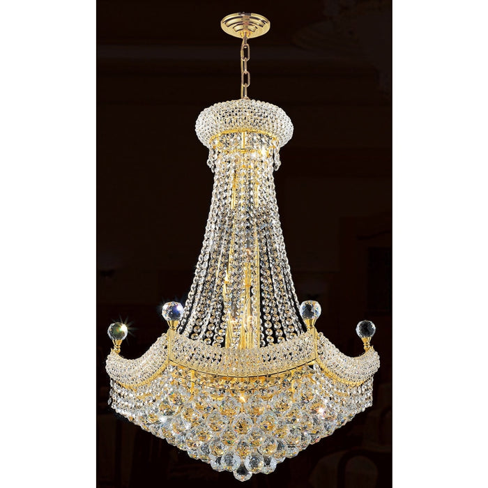 Empire Polished Gold Clear Crystal 15 Light Chandelier - Chandeliers