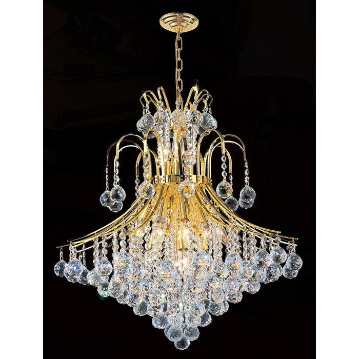 Empire Polished Gold Clear Crystal 15 Light Chandelier - Chandeliers
