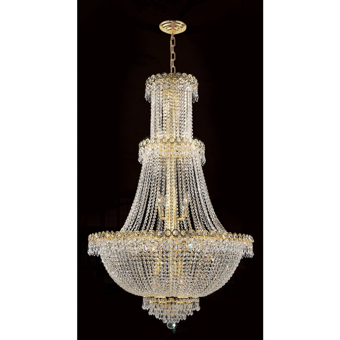 Empire Polished Gold Clear Crystal 17 Light Chandelier - Chandeliers