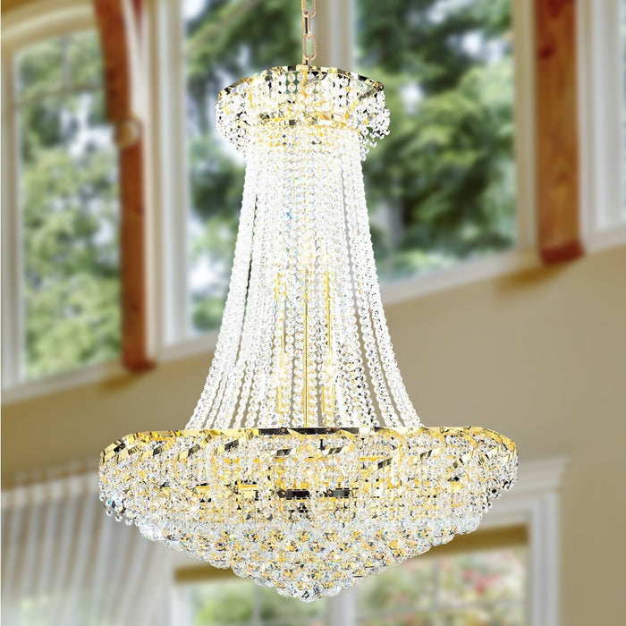 Empire Polished Gold Clear Crystal 18 Light Chandelier - Chandeliers