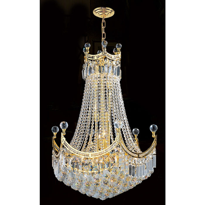 Empire Polished Gold Clear Crystal 18 Light Chandelier - Chandeliers