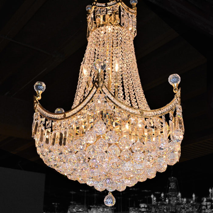 Empire Polished Gold Clear Crystal 18 Light Chandelier - Chandeliers