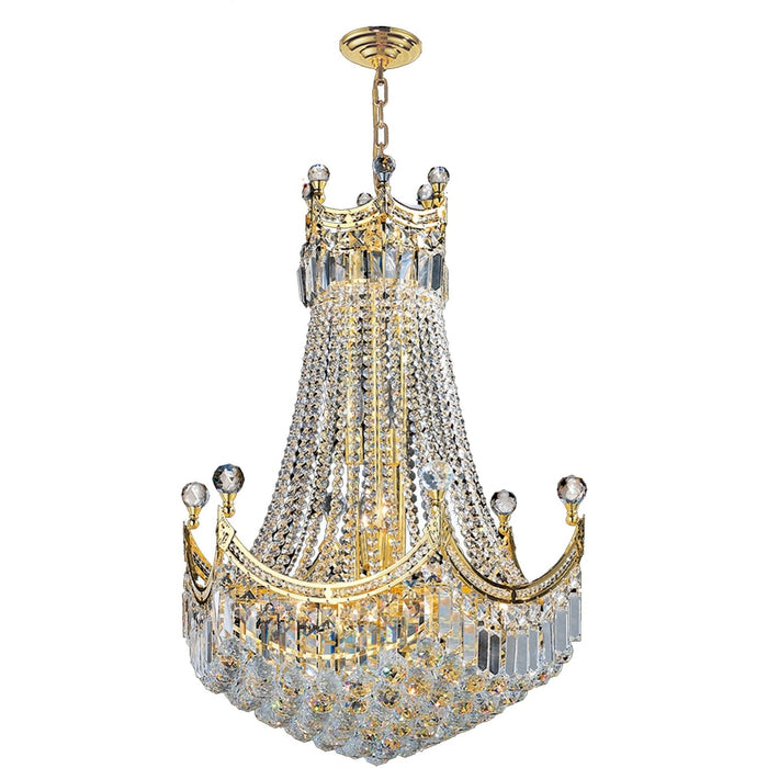 Empire Polished Gold Clear Crystal 18 Light Chandelier - Chandeliers