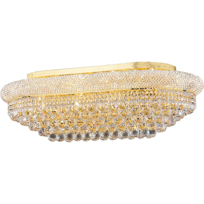 Empire Polished Gold Clear Crystal 18 Light Flushmount - Flushmounts