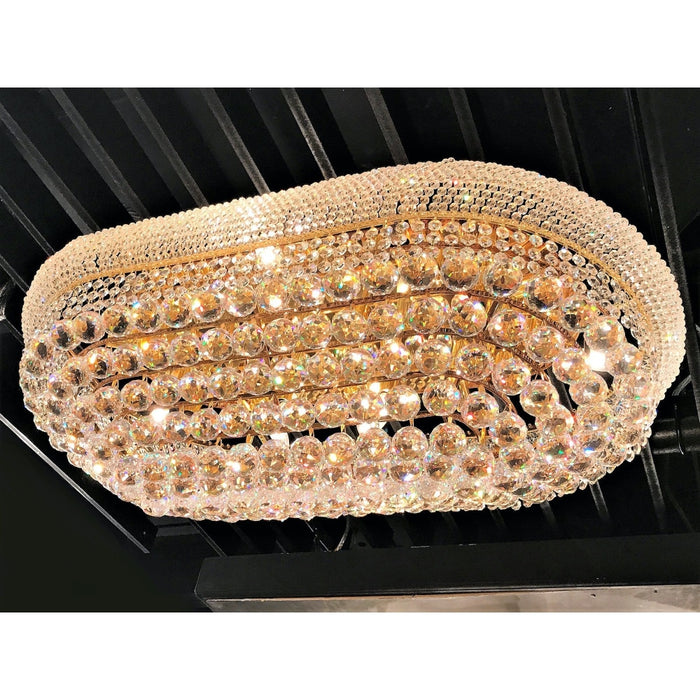 Empire Polished Gold Clear Crystal 18 Light Flushmount - Flushmounts