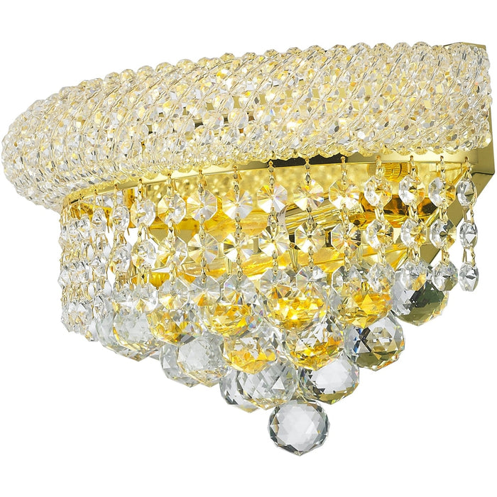 Empire Polished Gold Clear Crystal 2 Light Wall Sconce - Wall Sconces