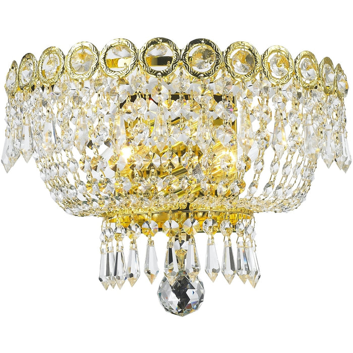 Empire Polished Gold Clear Crystal 2 Light Wall Sconce - Wall Sconces