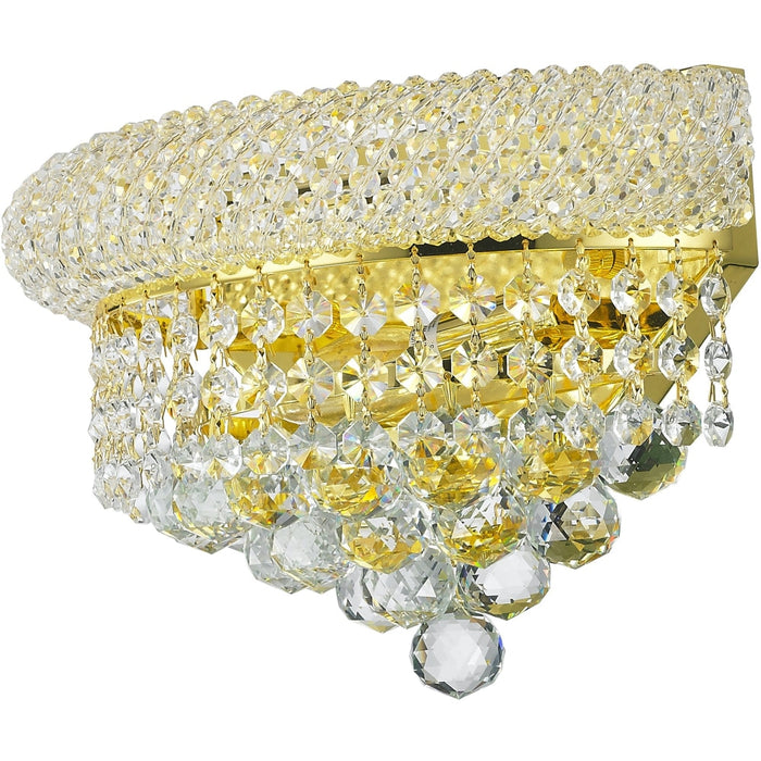 Empire Polished Gold Clear Crystal 2 Light Wall Sconce - Wall Sconces