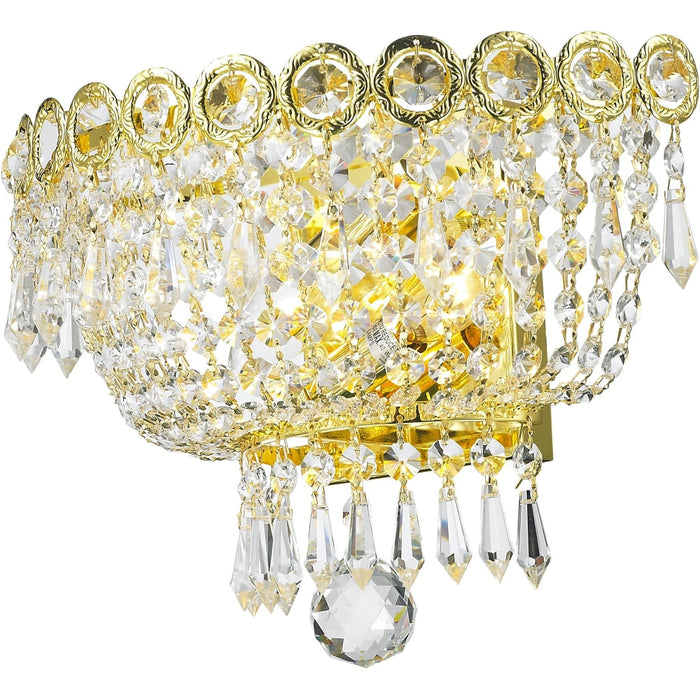 Empire Polished Gold Clear Crystal 2 Light Wall Sconce - Wall Sconces